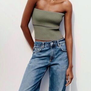 Zara Ribbed Strapless Tube Top – Size S (Like New)